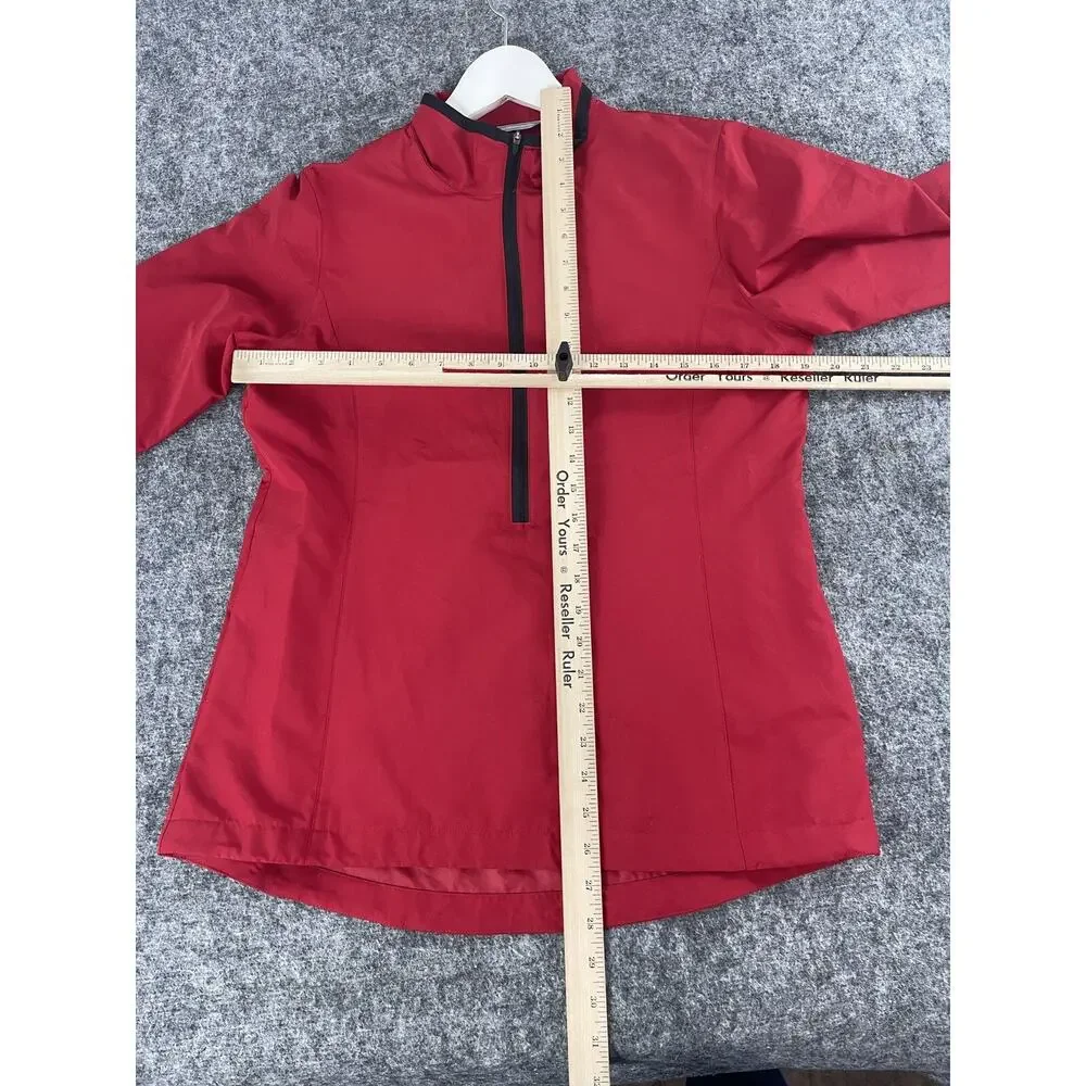 CUTTER & BUCK Jacket Mens Medium Red Half Zip CB Weathertec Windbreaker N246